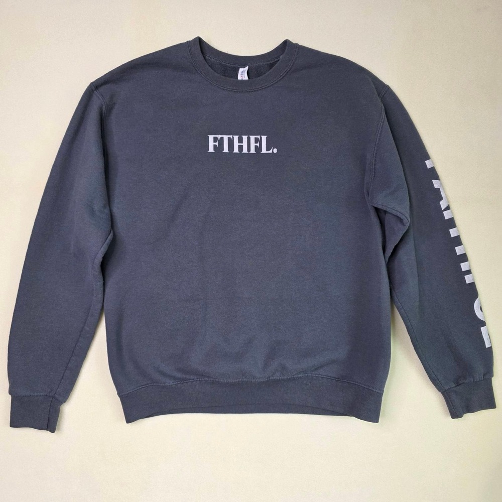 Jerzees Crewneck Mens M Gray FTHFL Faithful Graphic Sweatshirt Casual Streetwear